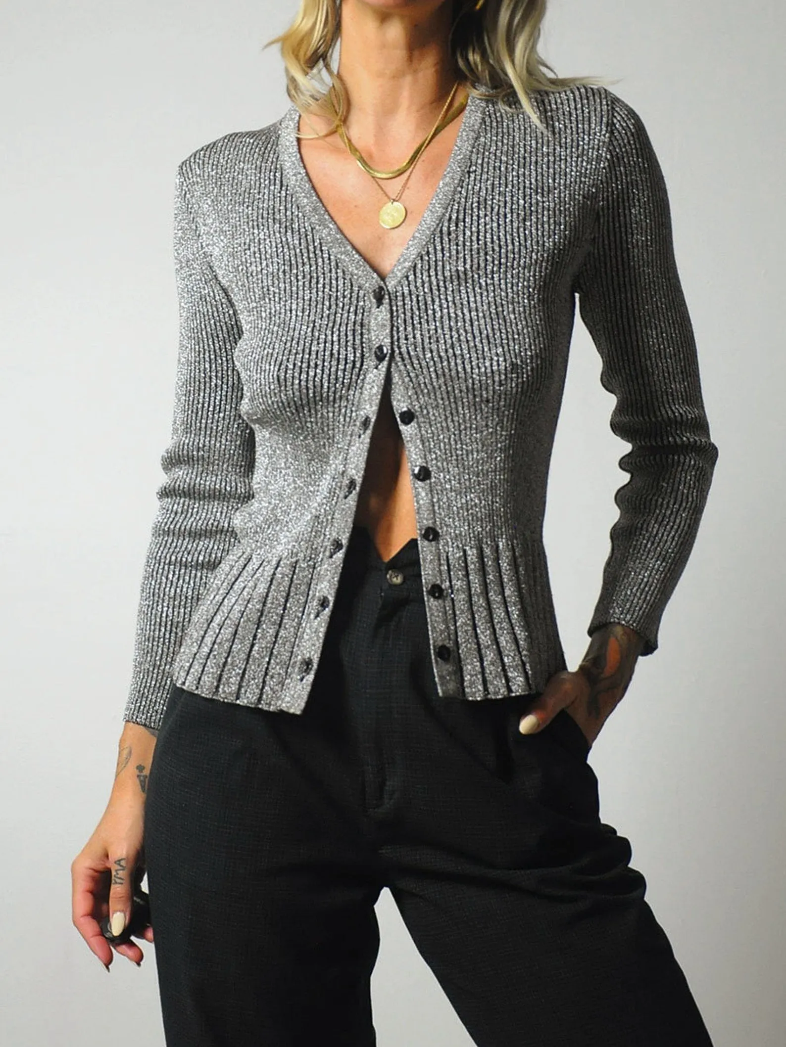 1970's Metallic Ribbed Cardigan