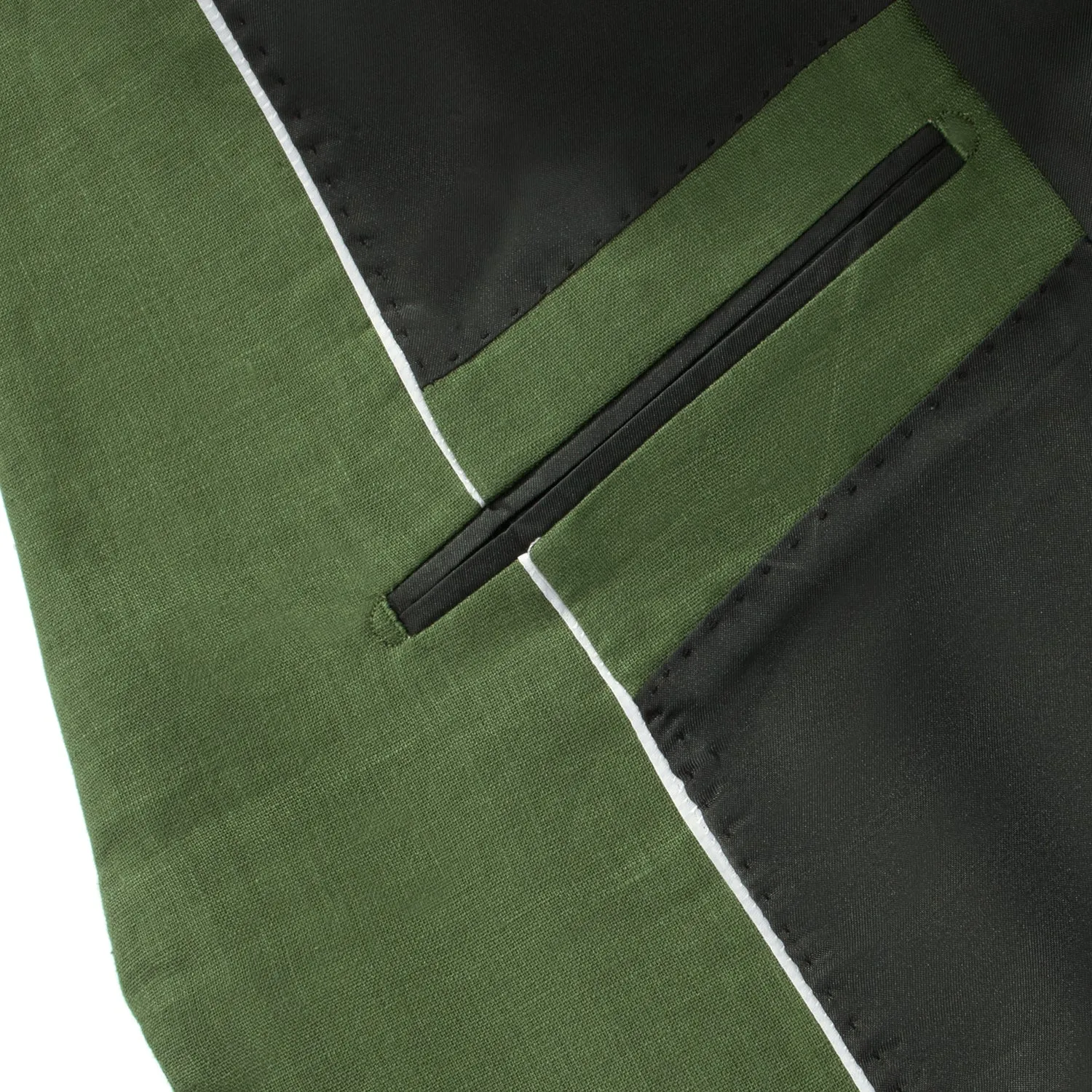 1PA1 Men's 100% Linen Green Jacket Trousers 2-Pieces Suit Set