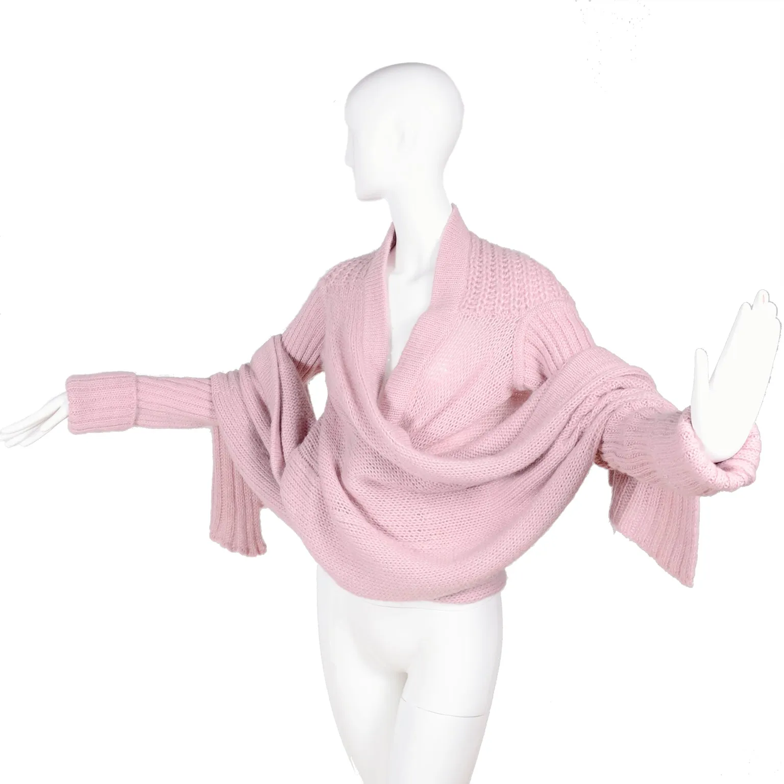 2003 Rick Owens Trucker Collection Pink Wool Wrap Cardigan Sweater