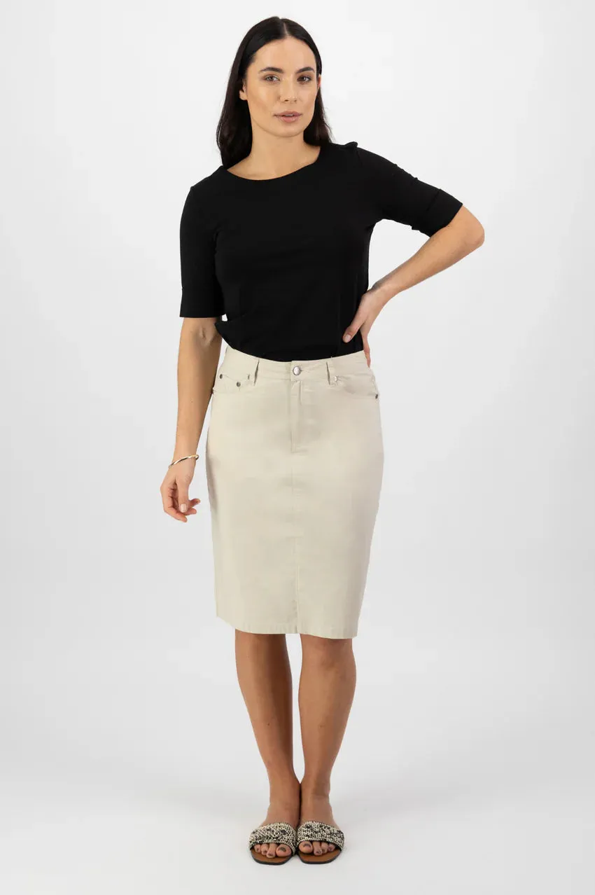 372AVP Sand - Poplin Skirt with Back Vent