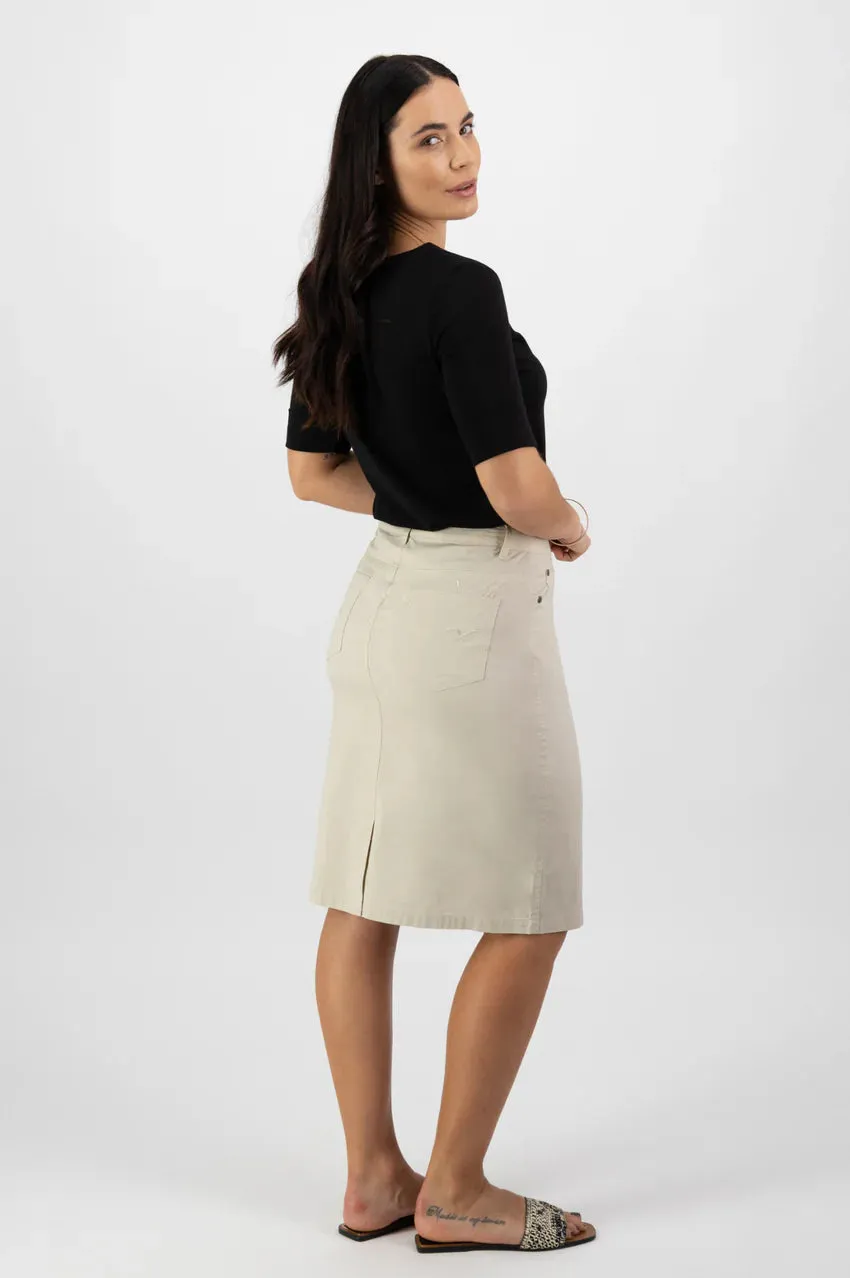 372AVP Sand - Poplin Skirt with Back Vent