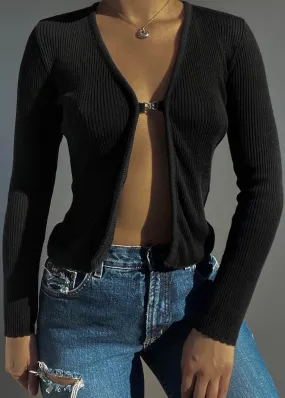 90's Black Knit Cardigan (S)