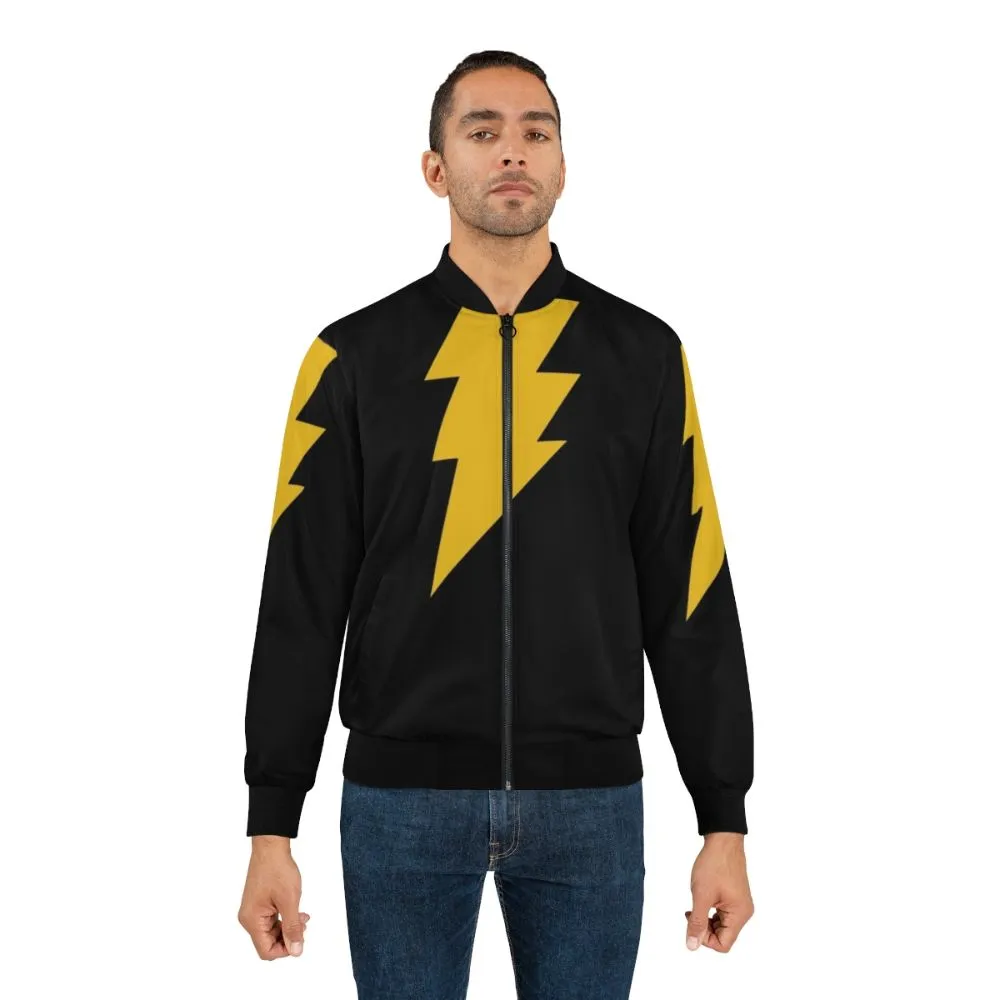 Adam Shazam Black Bomber Jacket | DC Comic Superhero