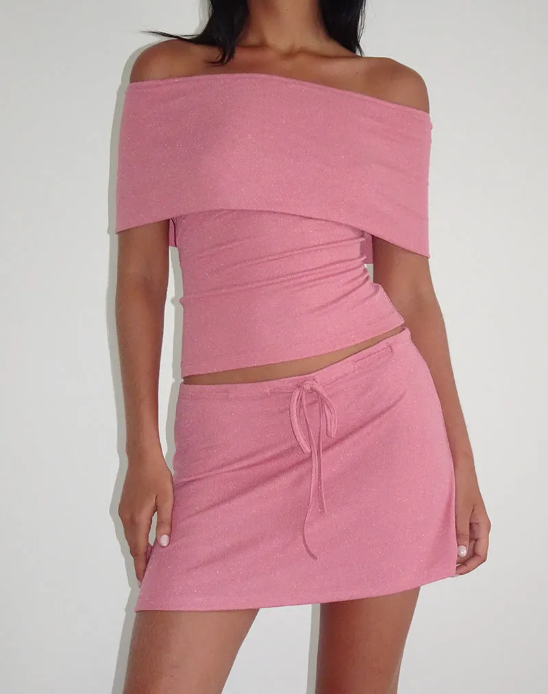 Allea Mini Skirt in Dusky Pink Sheer Knit