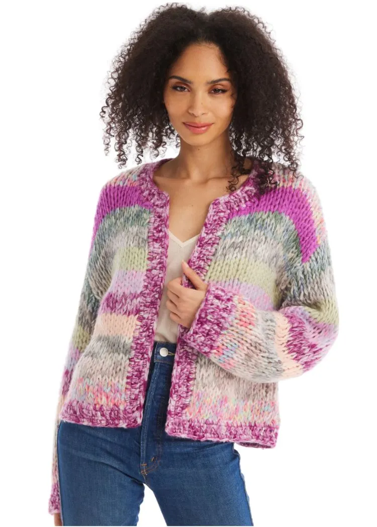 Allison Cropped Jodi Cardigan- Multi Pastel