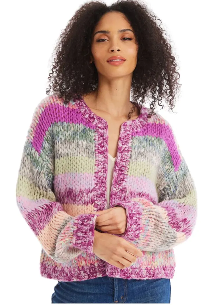 Allison Cropped Jodi Cardigan- Multi Pastel