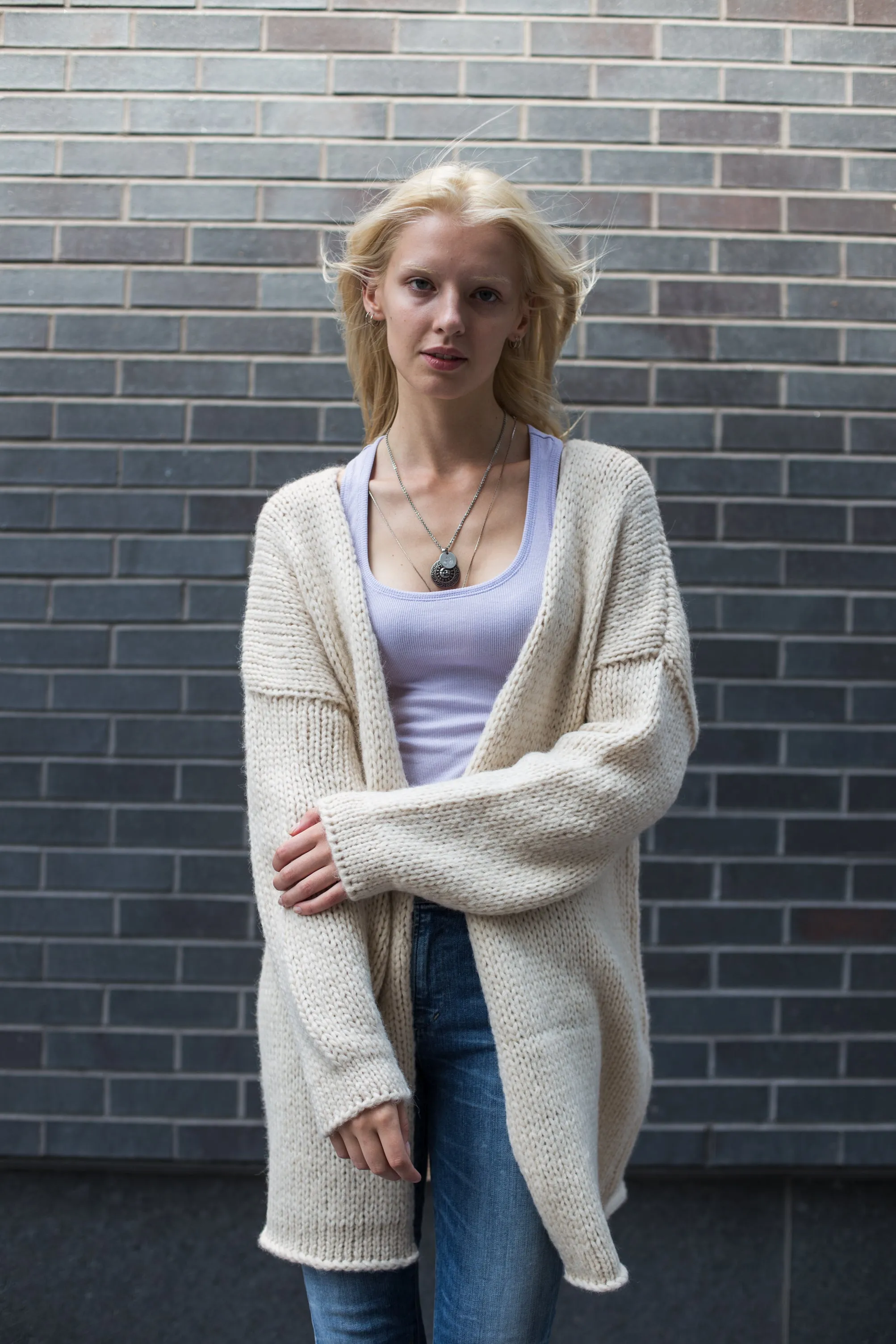 Alpaca chunky knit cardigan.