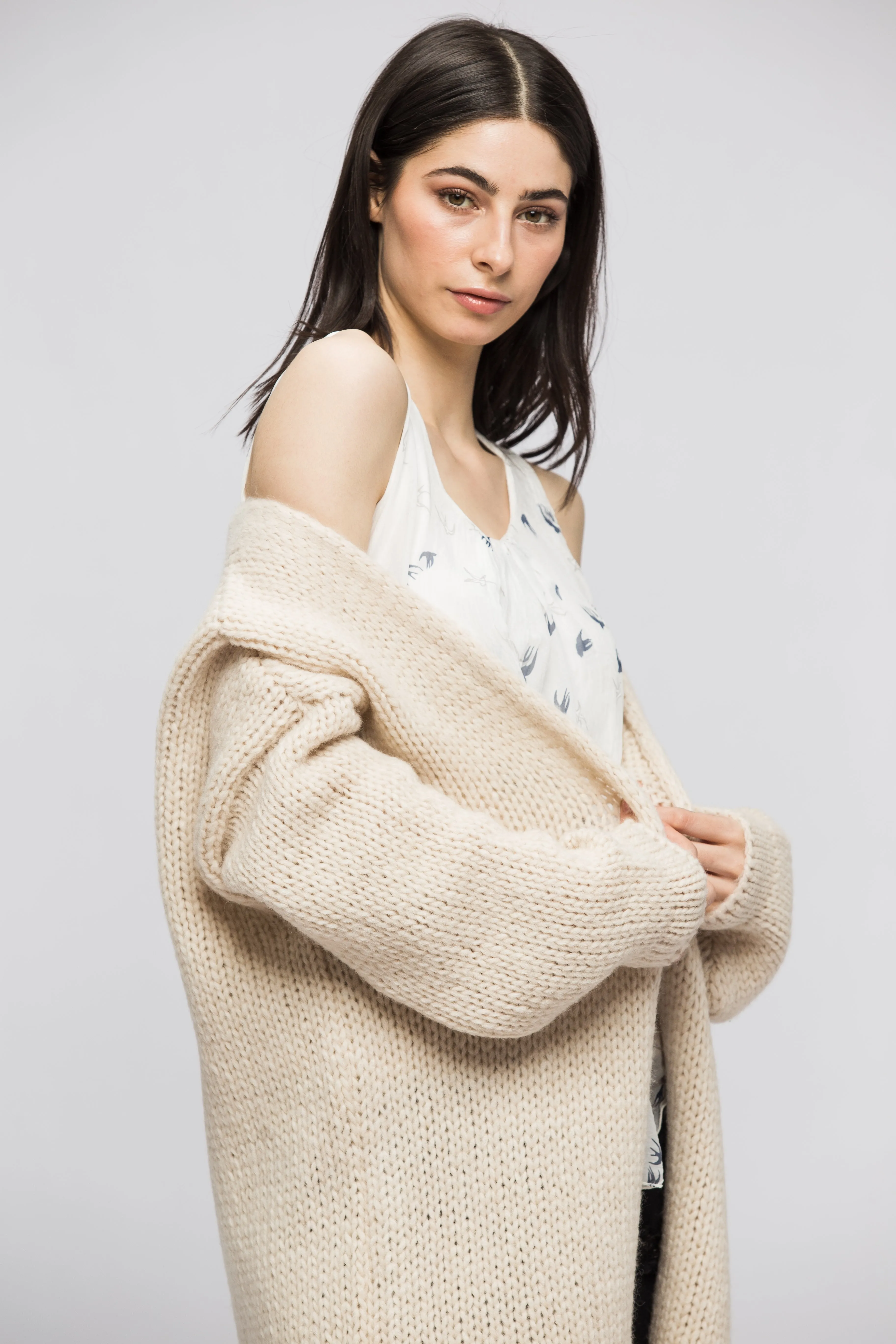 Alpaca chunky knit cardigan.