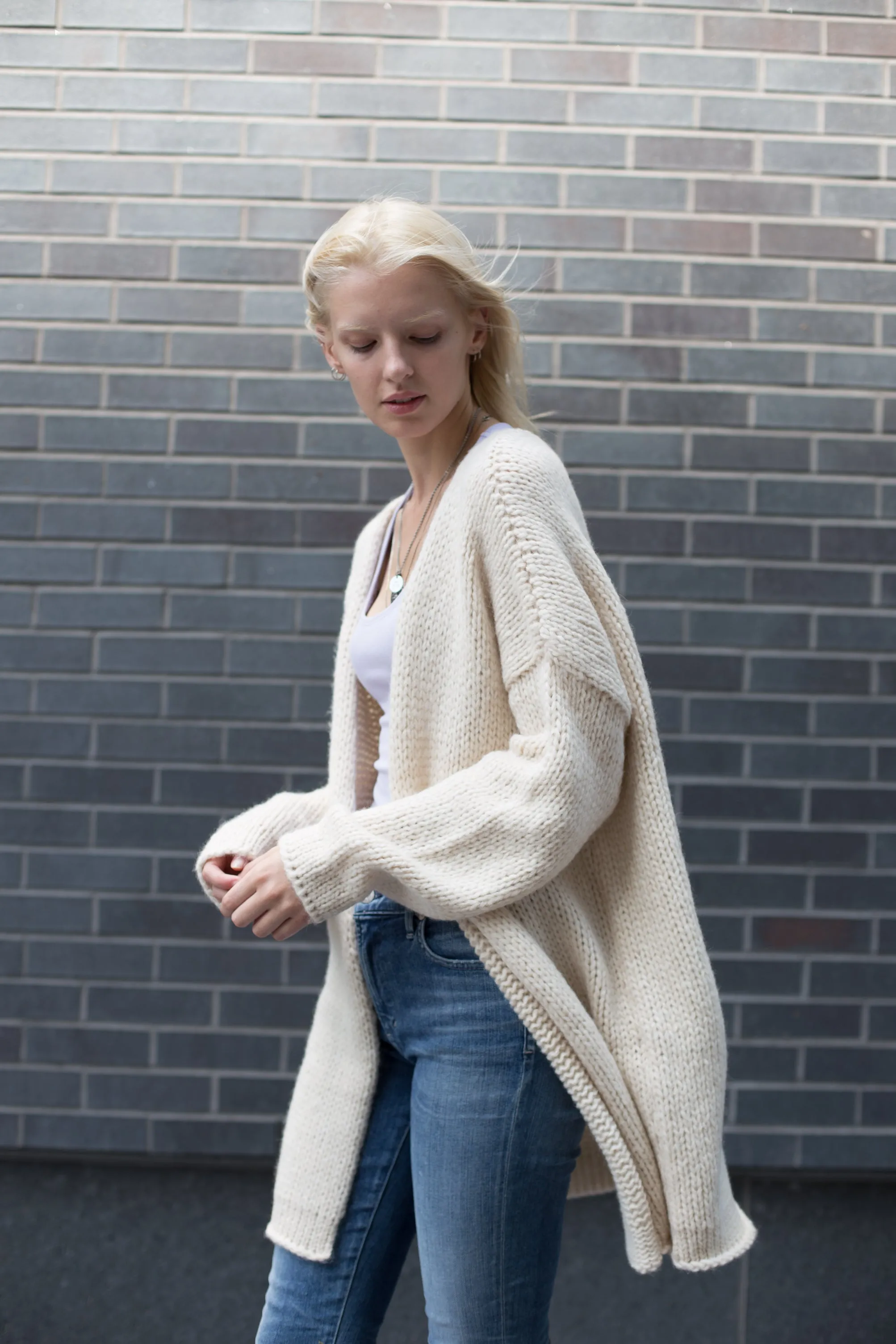 Alpaca chunky knit cardigan.