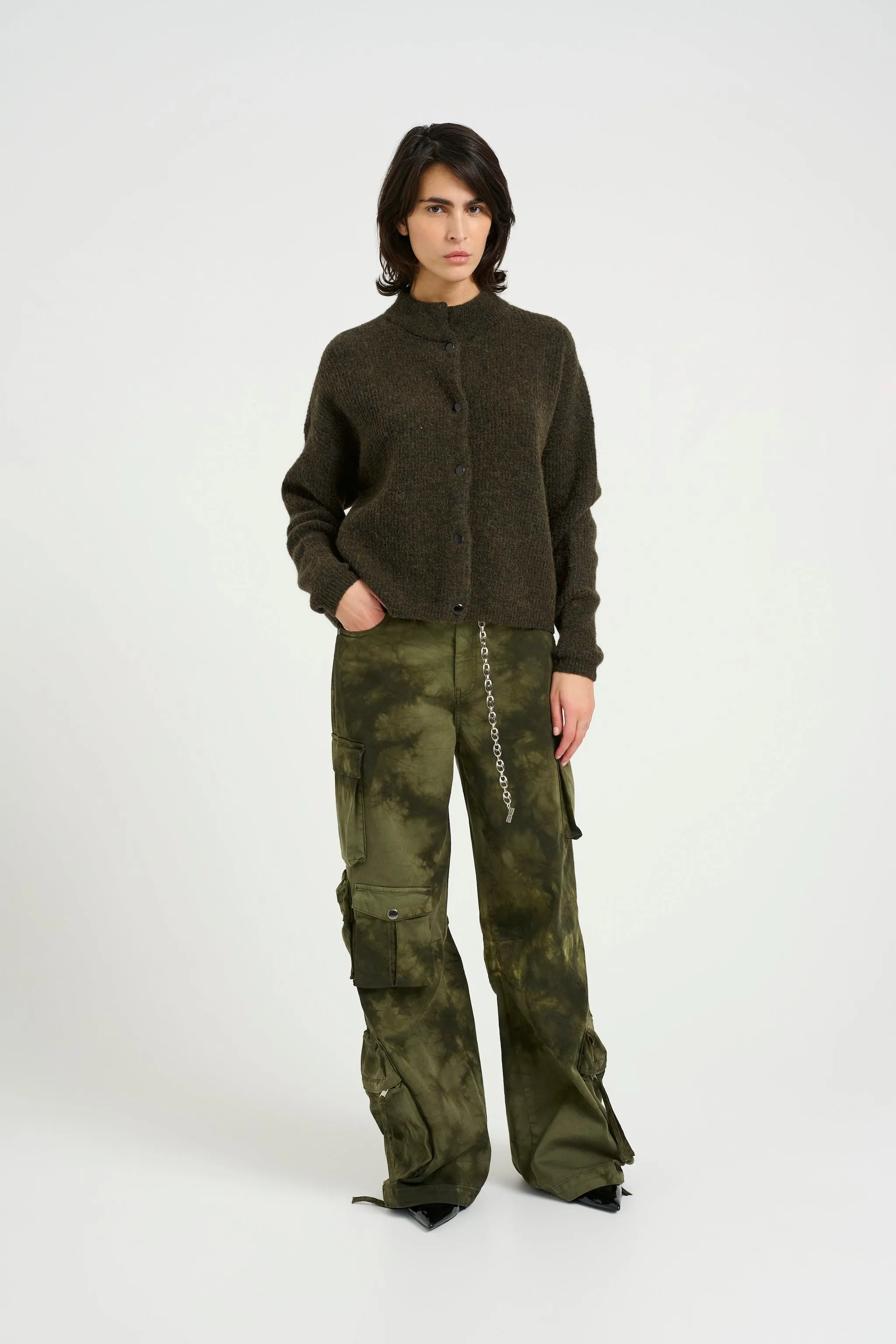 AlphaGZ Short Cardigan - Olive Melange