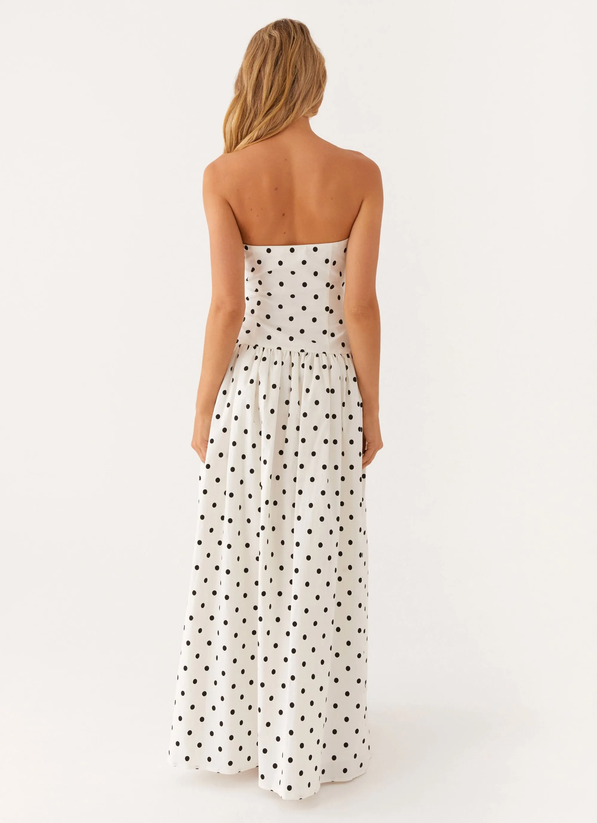 Andorra Maxi Dress - White Polkadot