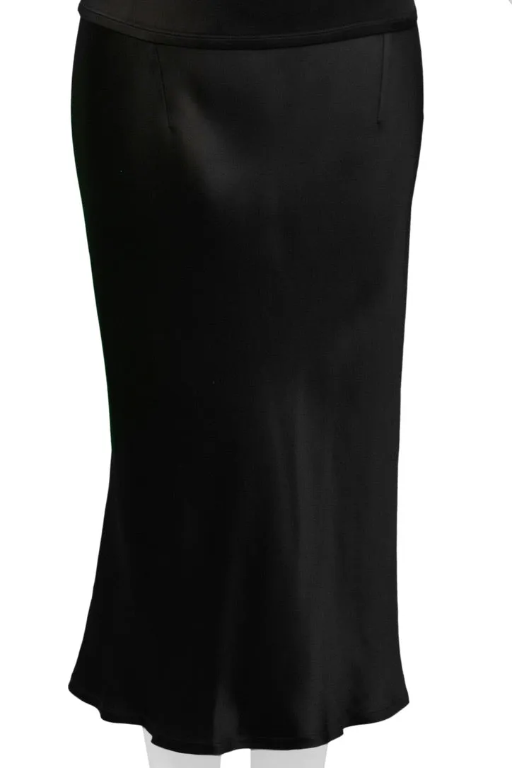 ANN DEMEULEMEESTER BLACK SATIN TOP & SKIRT ENSEMBLE