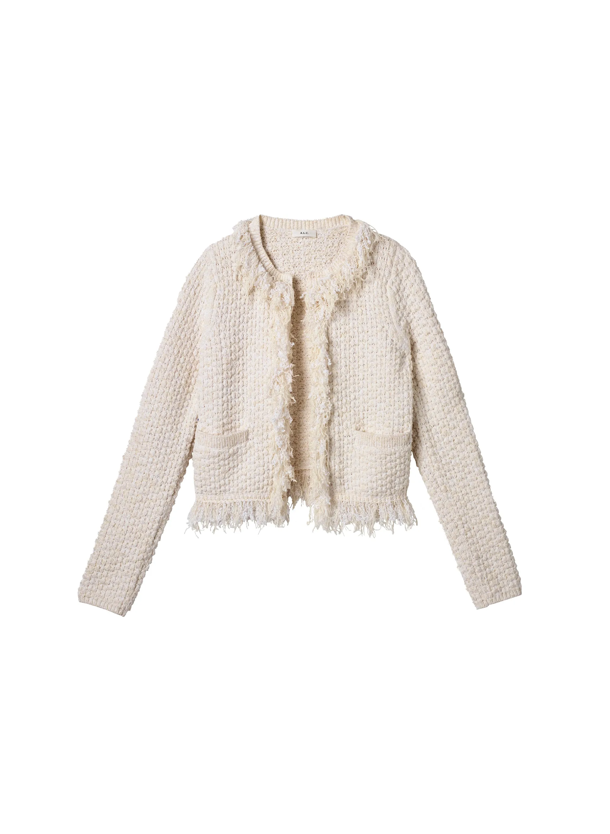 April Bouclé Fringe Cardigan