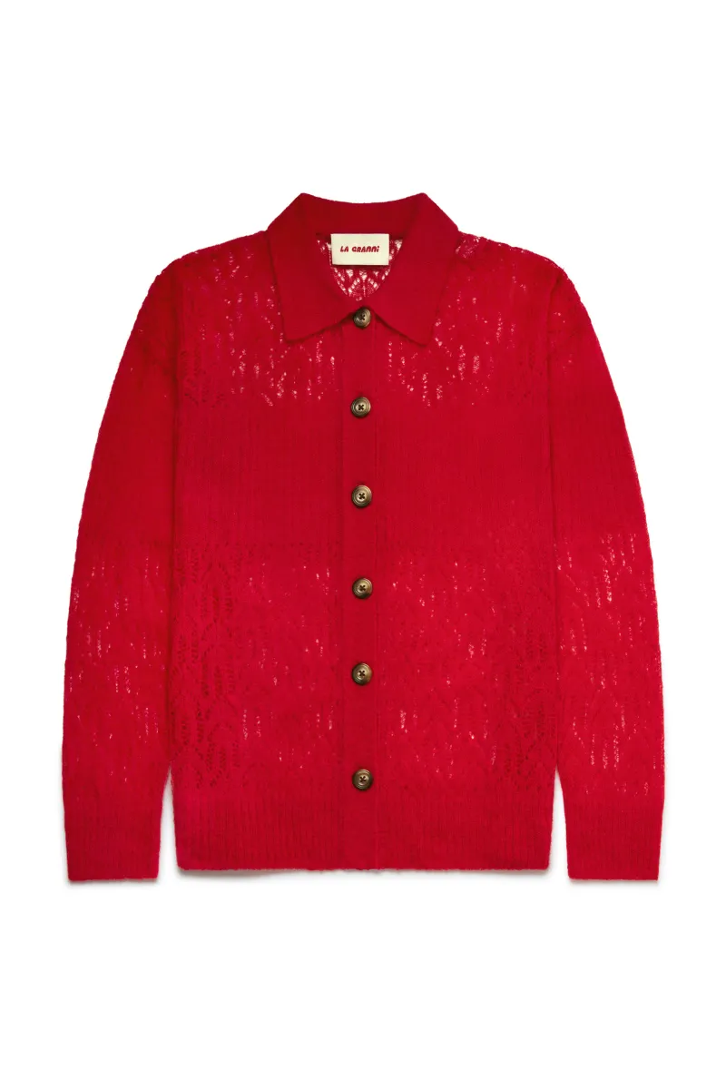 ARAÑITA COLLARED CARDIGAN IN RED