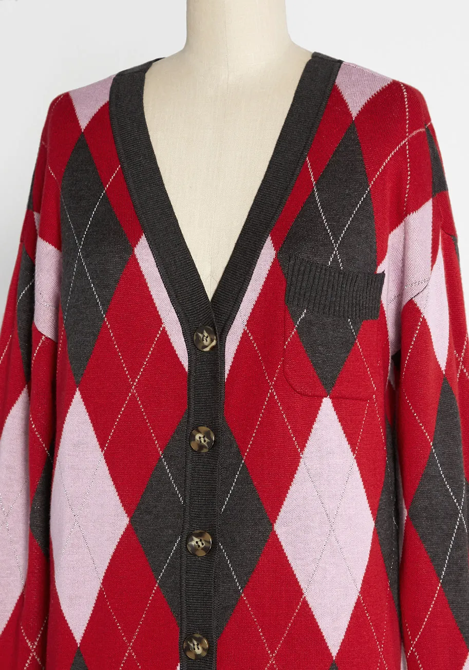 Argyle Academy Oversized Cardigan