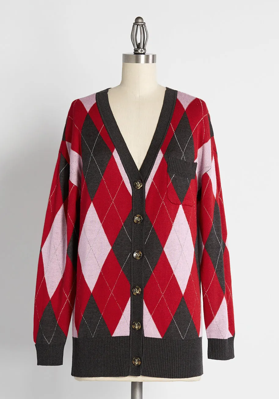 Argyle Academy Oversized Cardigan