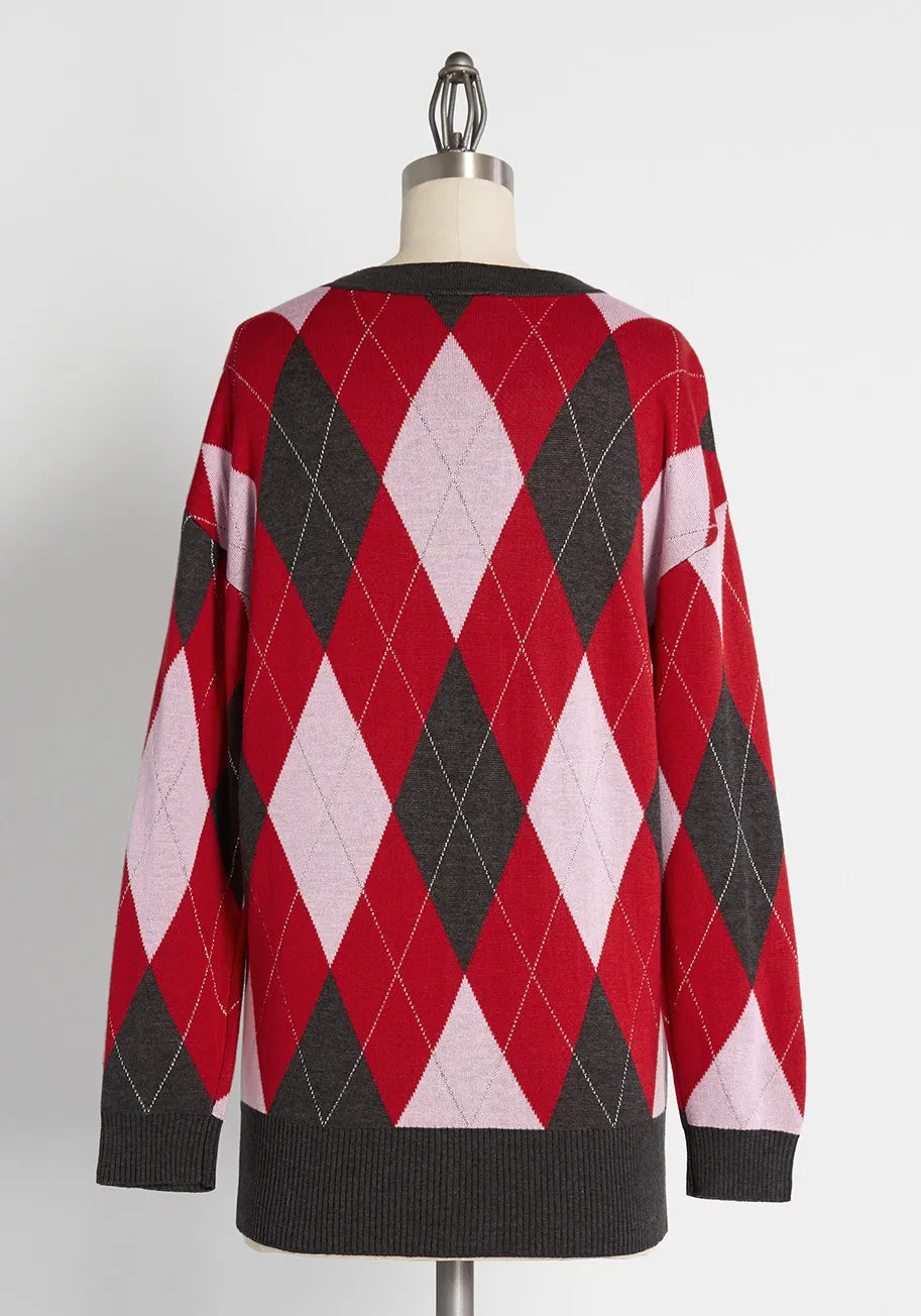 Argyle Academy Oversized Cardigan