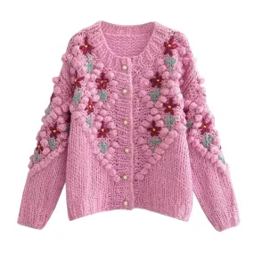 Artemis Chunky Knit Floral Cardigan