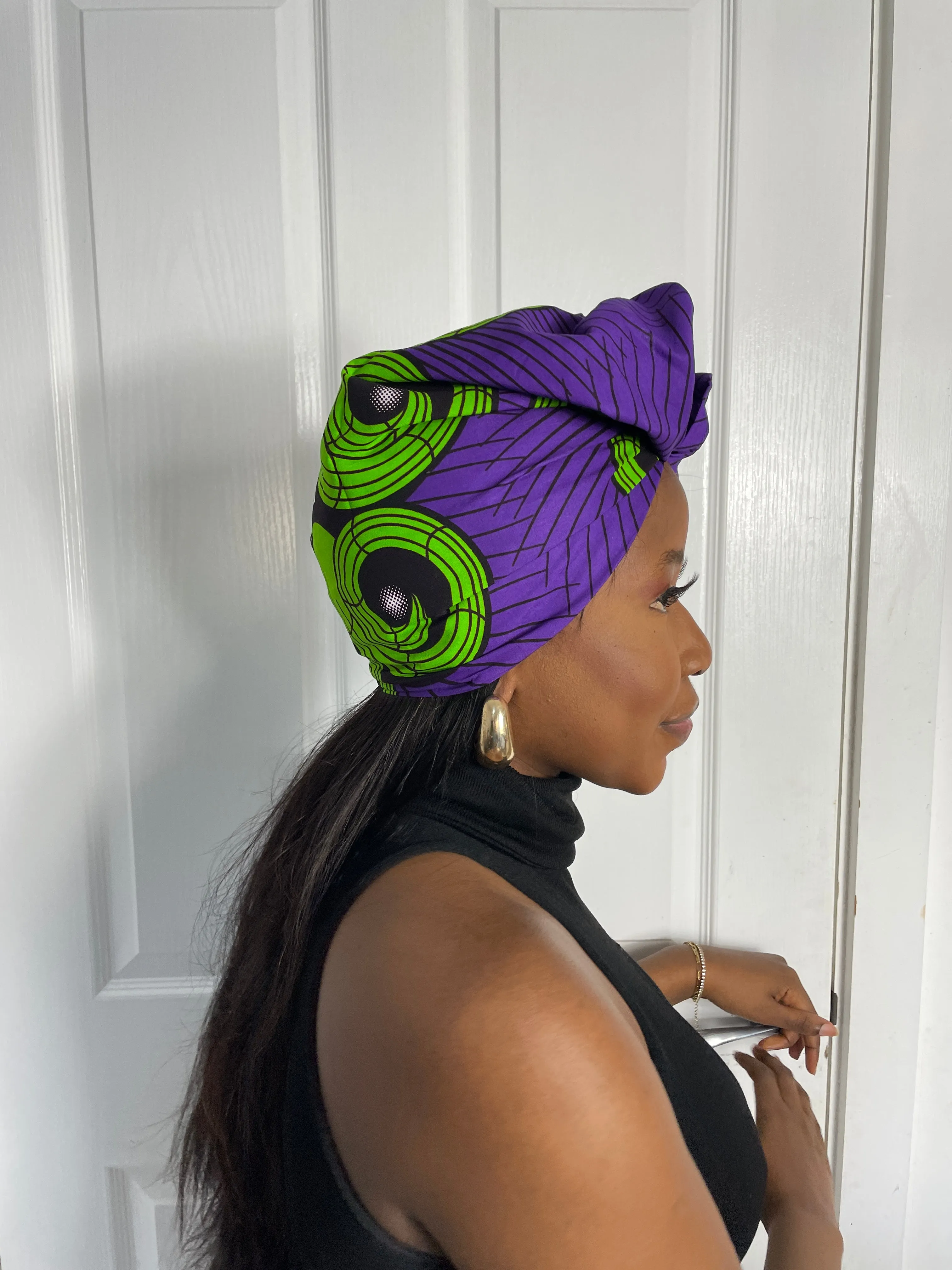 ASA Green and Purple Ankara Headwrap/Scarf