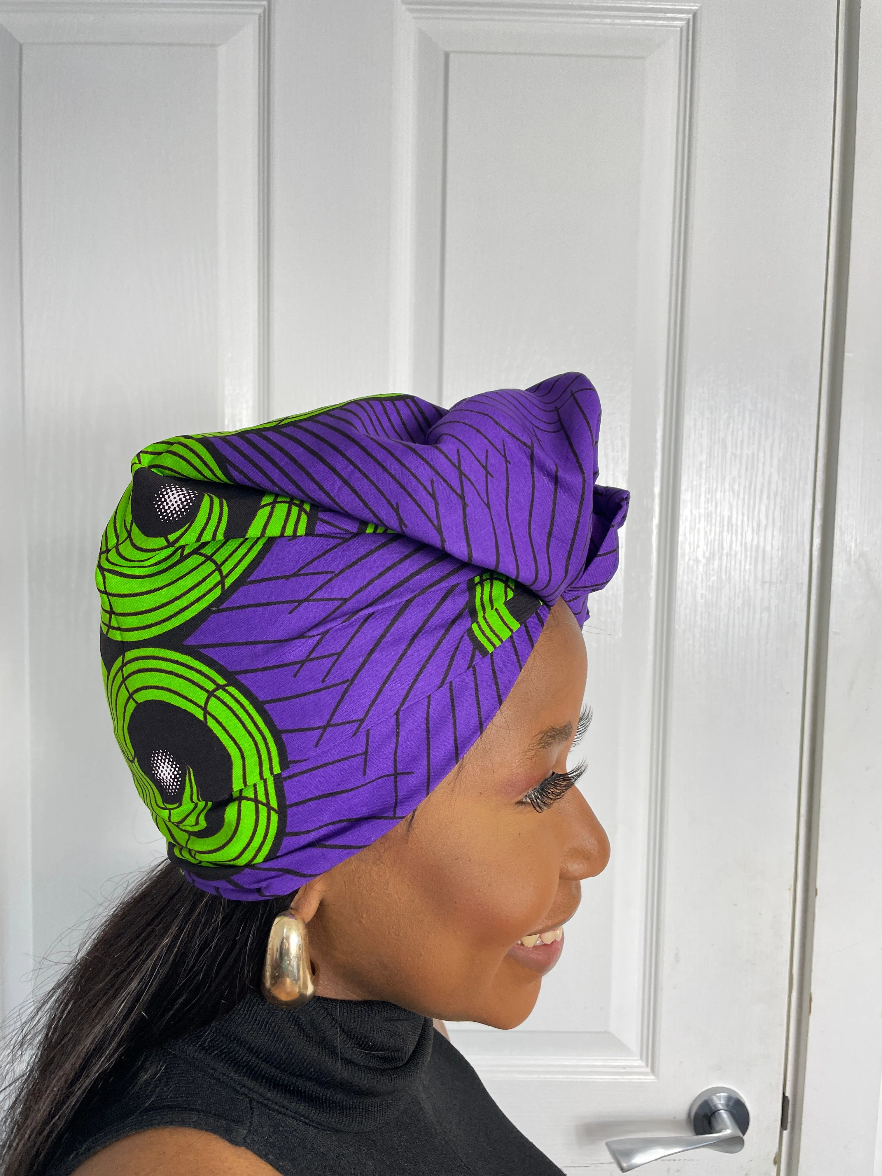 ASA Green and Purple Ankara Headwrap/Scarf