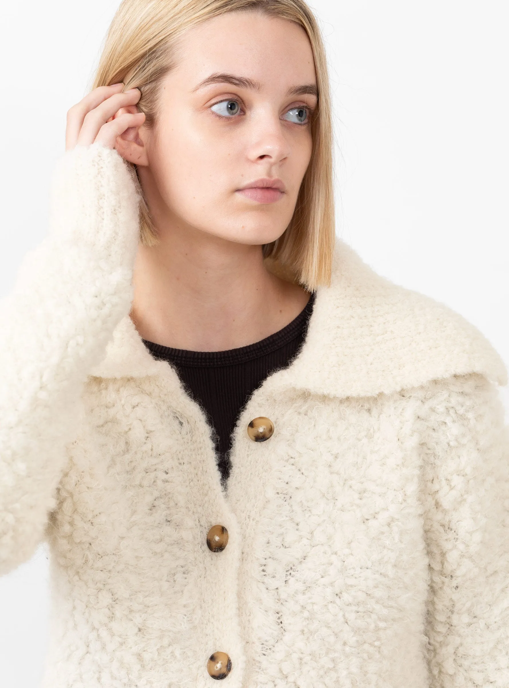 Ashley Cardigan Bouclé Alpaca Ivory