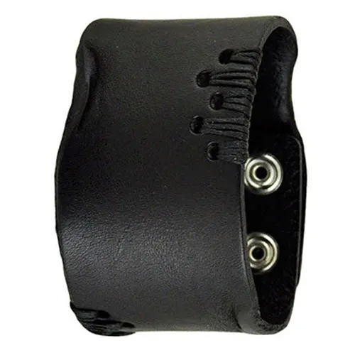 Avant Garde Black Leather Snap On Cuff