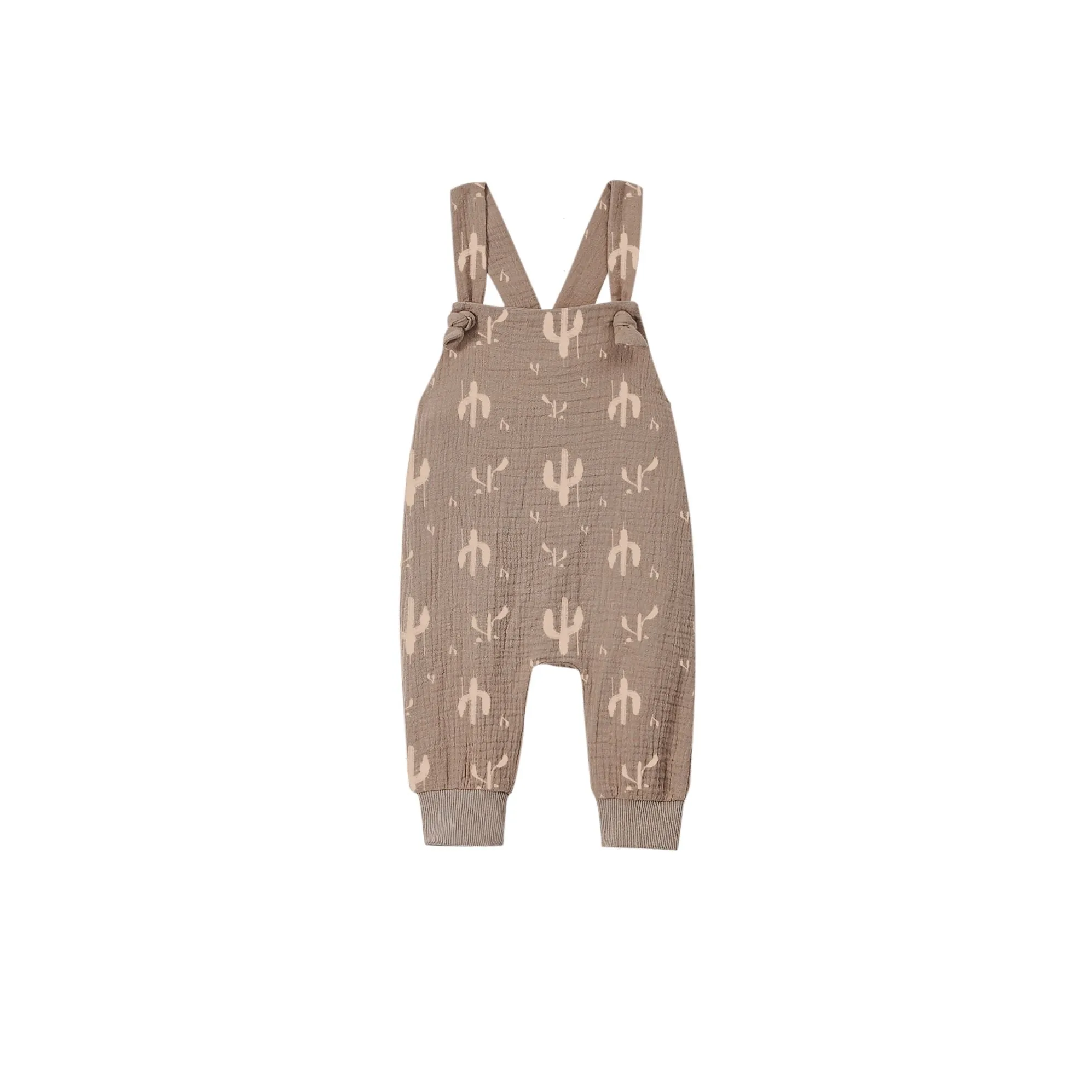 Baby Girls Gauze Dungaree - Taupe