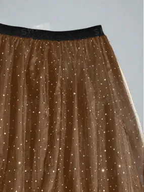 BAE Plus Size Glittery Mesh Skirt