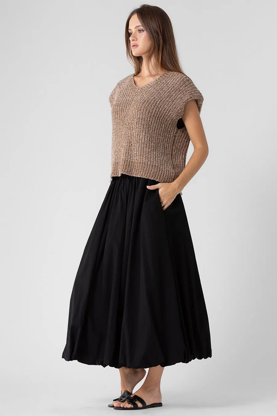 Ballon Hem Maxi Skirt