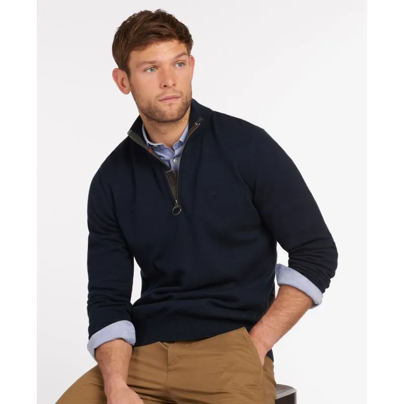 Barbour Cotton Half Zip Mens Jumper - Navy