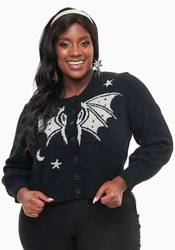 Bat [Black & Silver] | CROPPED CARDIGAN