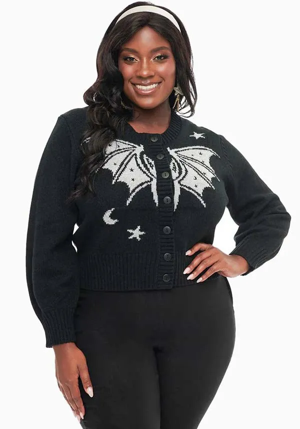 Bat [Black & Silver] | CROPPED CARDIGAN