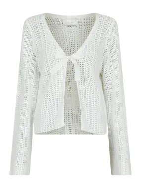 Bates Crochet Knit Cardigan - White