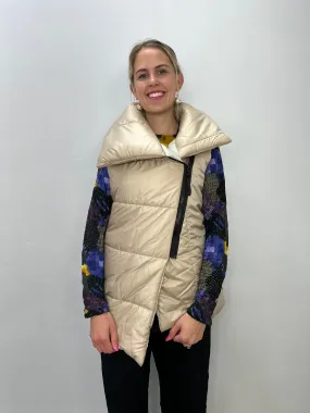 Beige Zip Up Puffer Vest