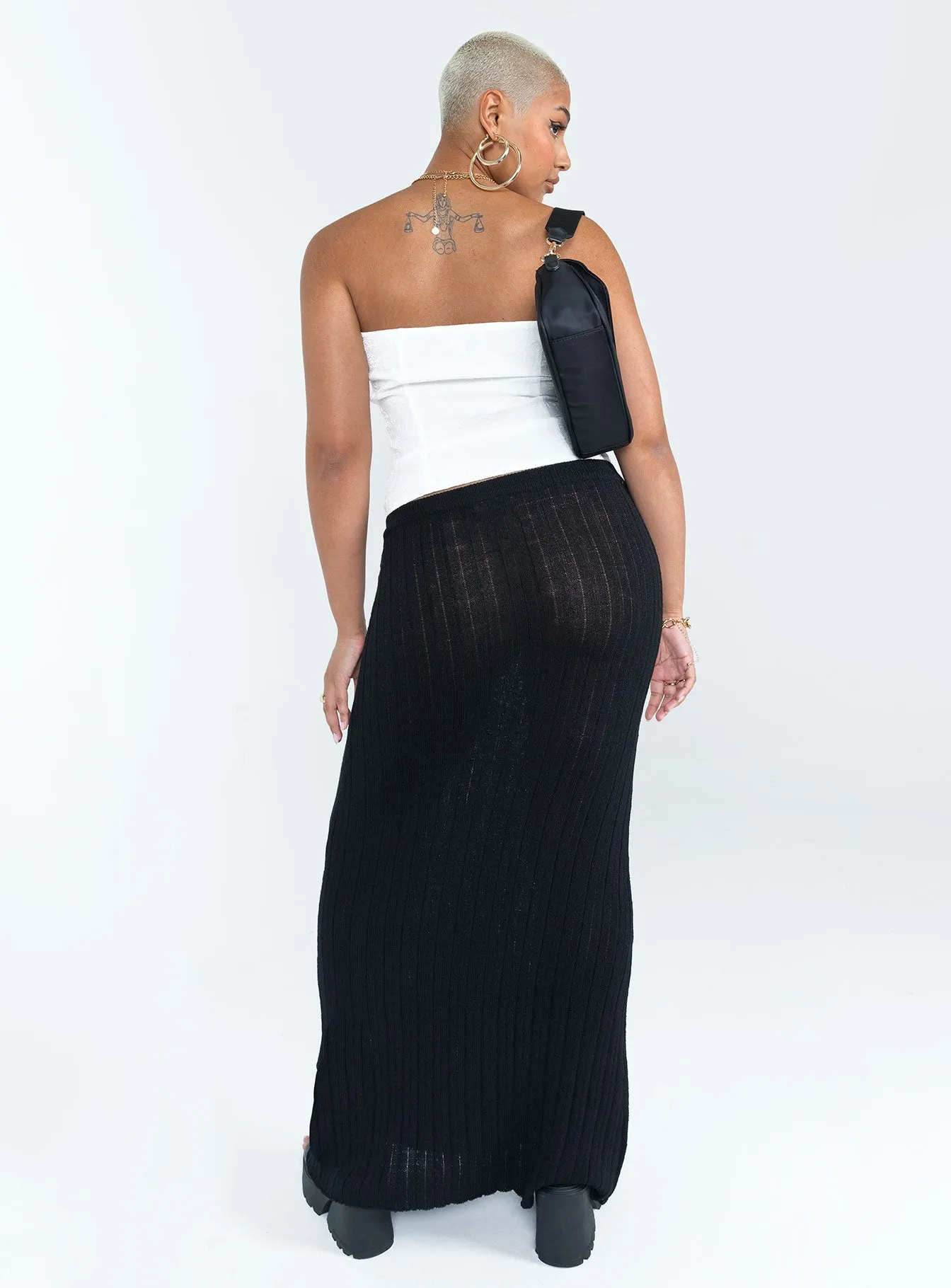 Belle Knit Maxi Skirt Black