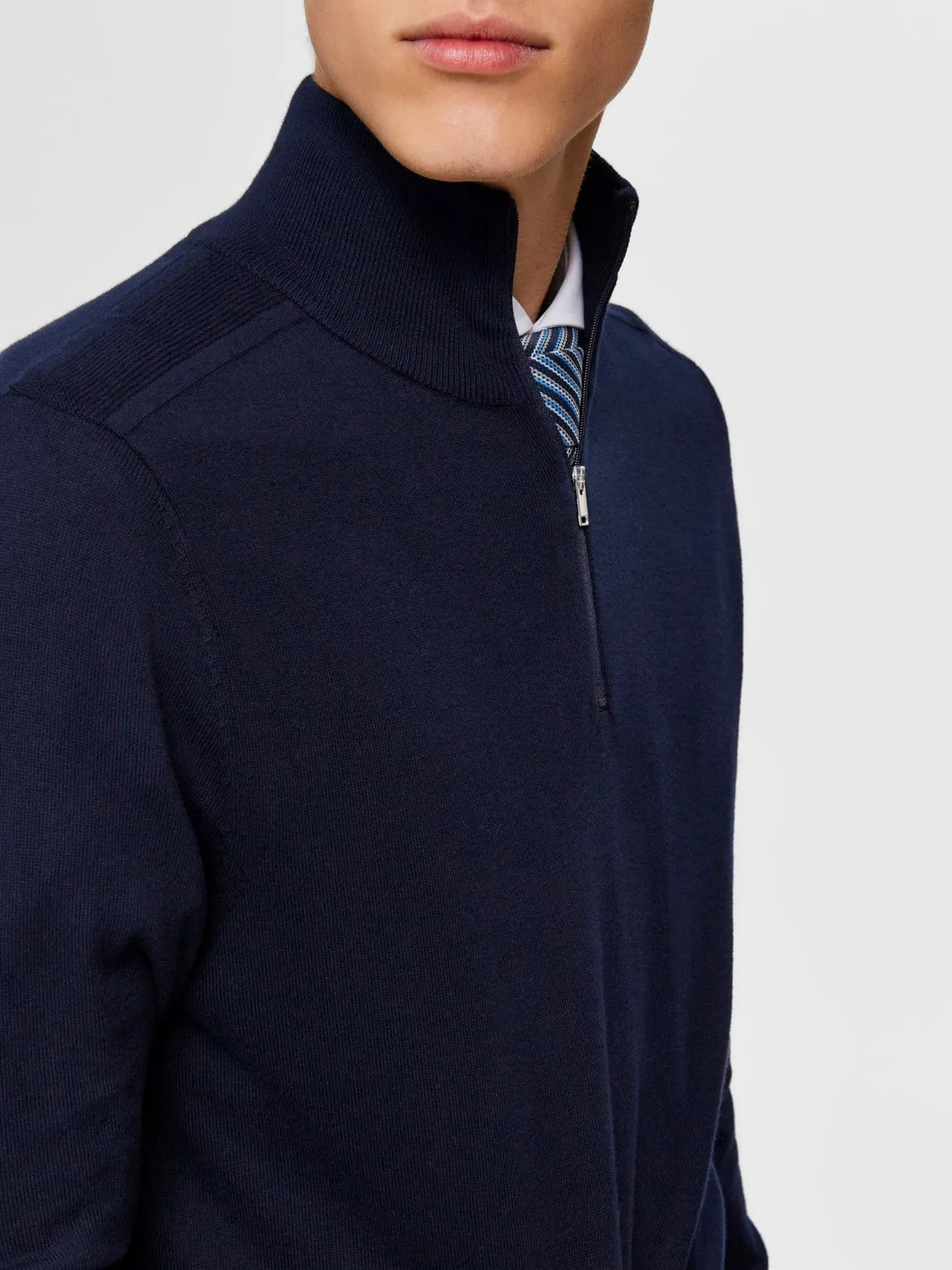 Berg Half Zip Cardigan B - Navy Blazer