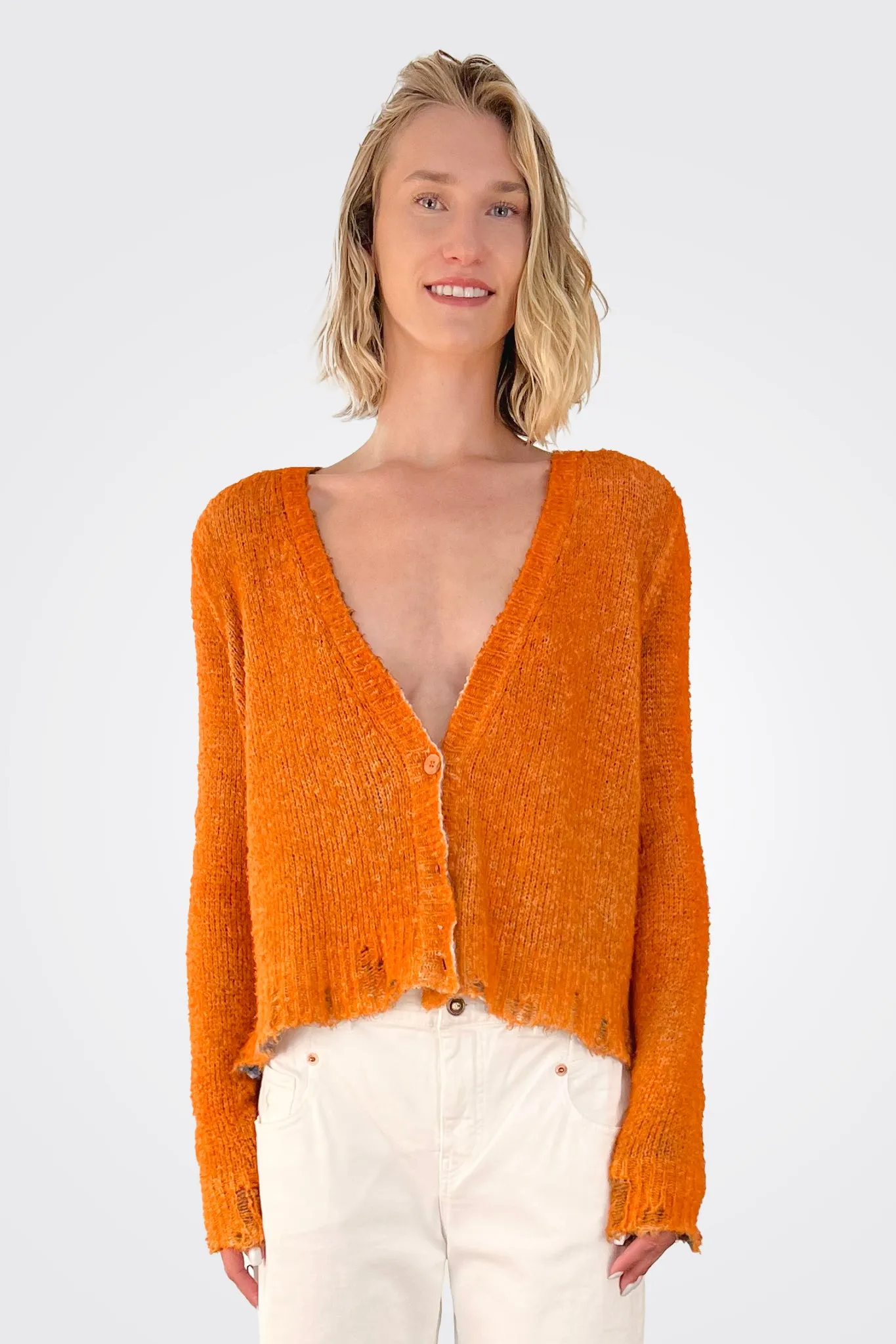 Bi Color Cardigan - Orange / Blue