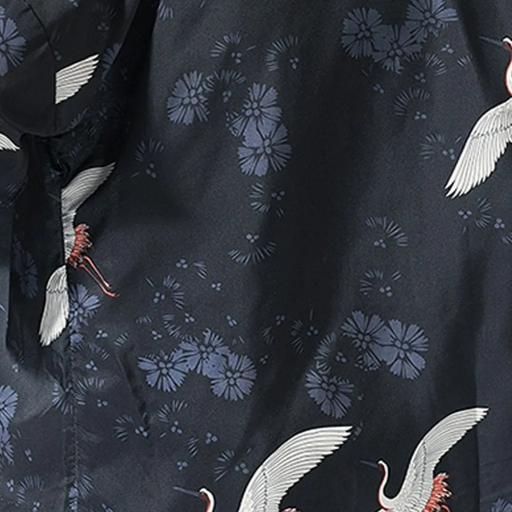 Bird Print Open-Front Kimono