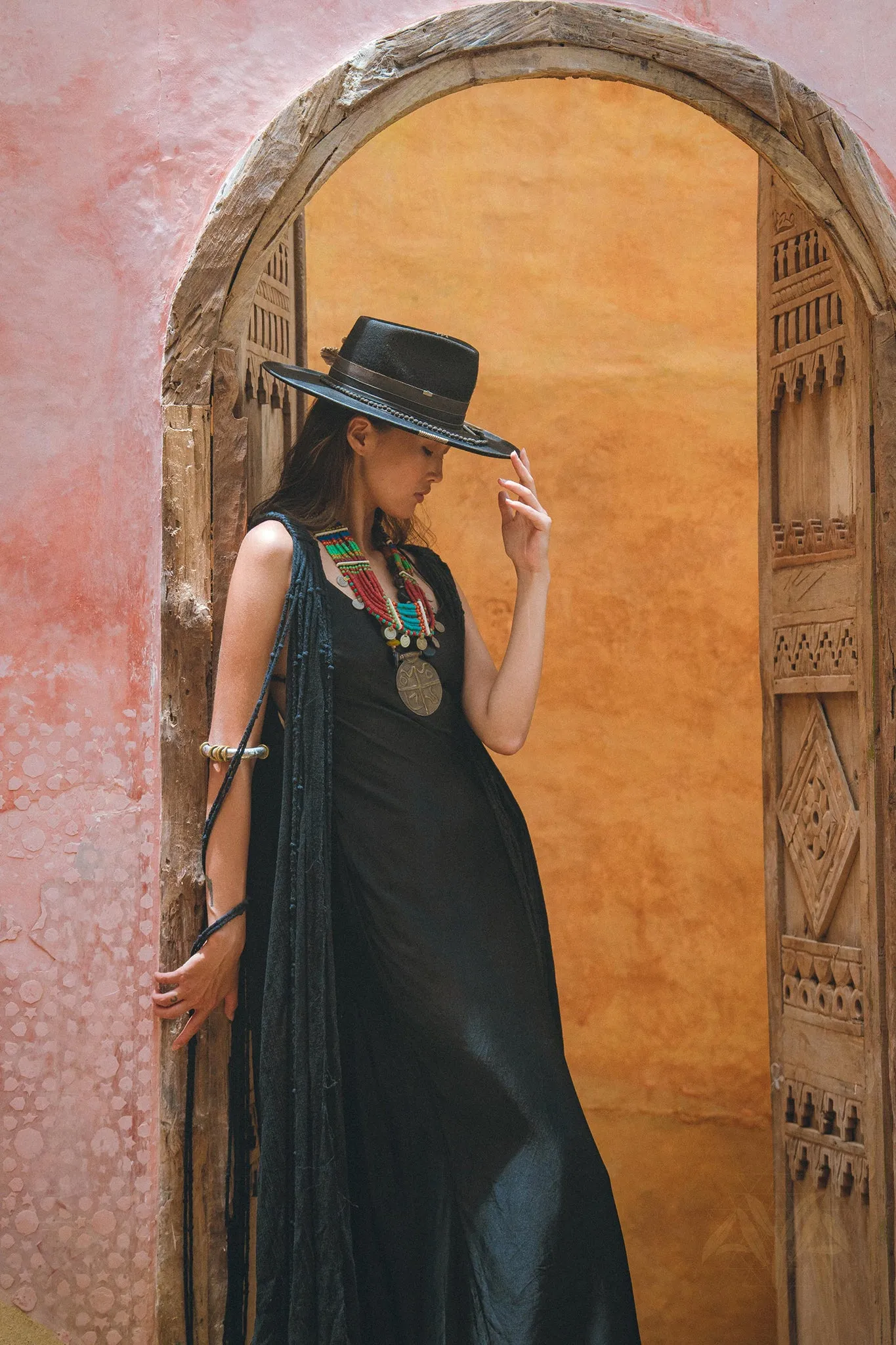 Black Athena Cape • Summer Beach Kaftan • Boho Long Robe • Greek Goddess Cape Dress