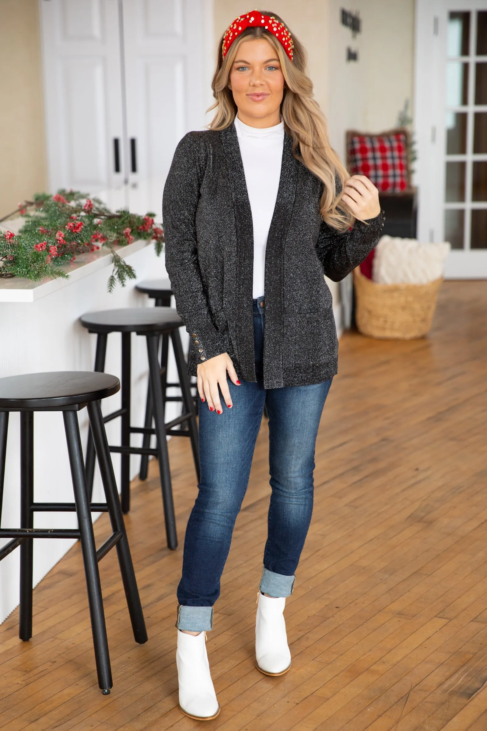 Black Cardigan With Lurex