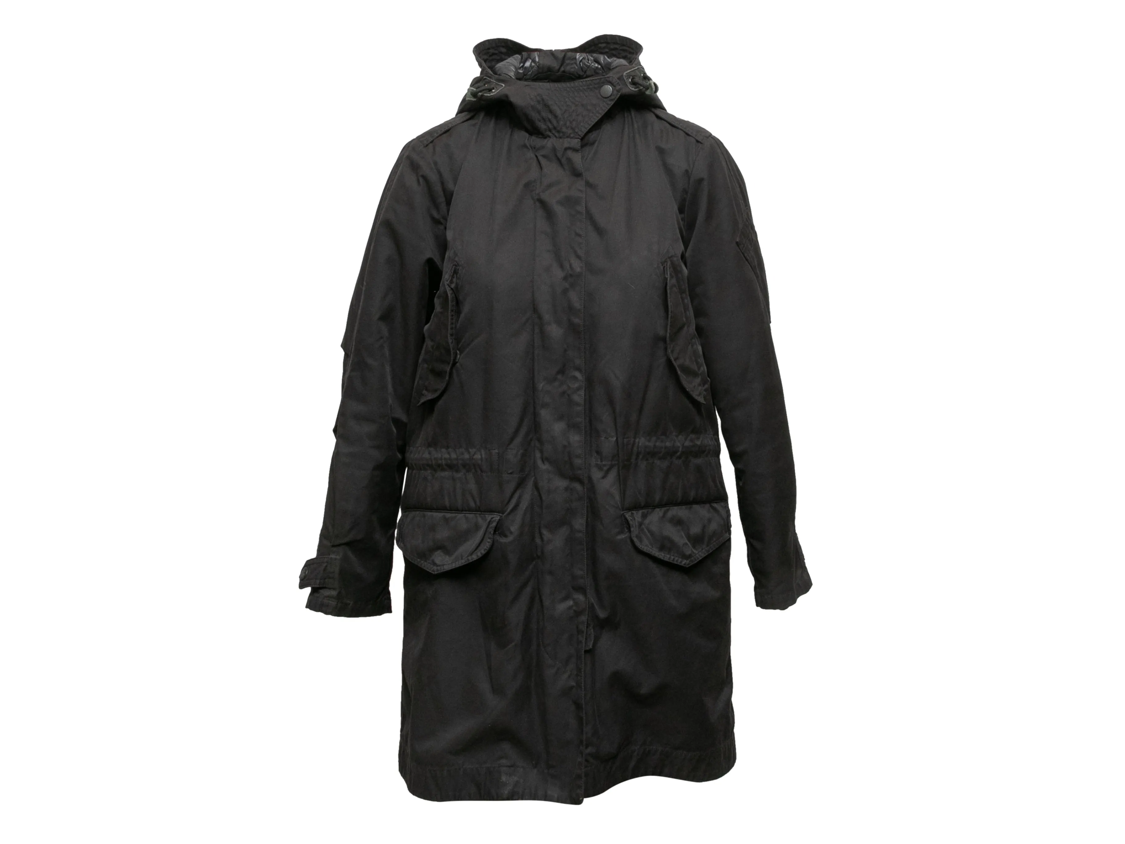 Black Rag & Bone Hooded Cargo Coat Size US XS