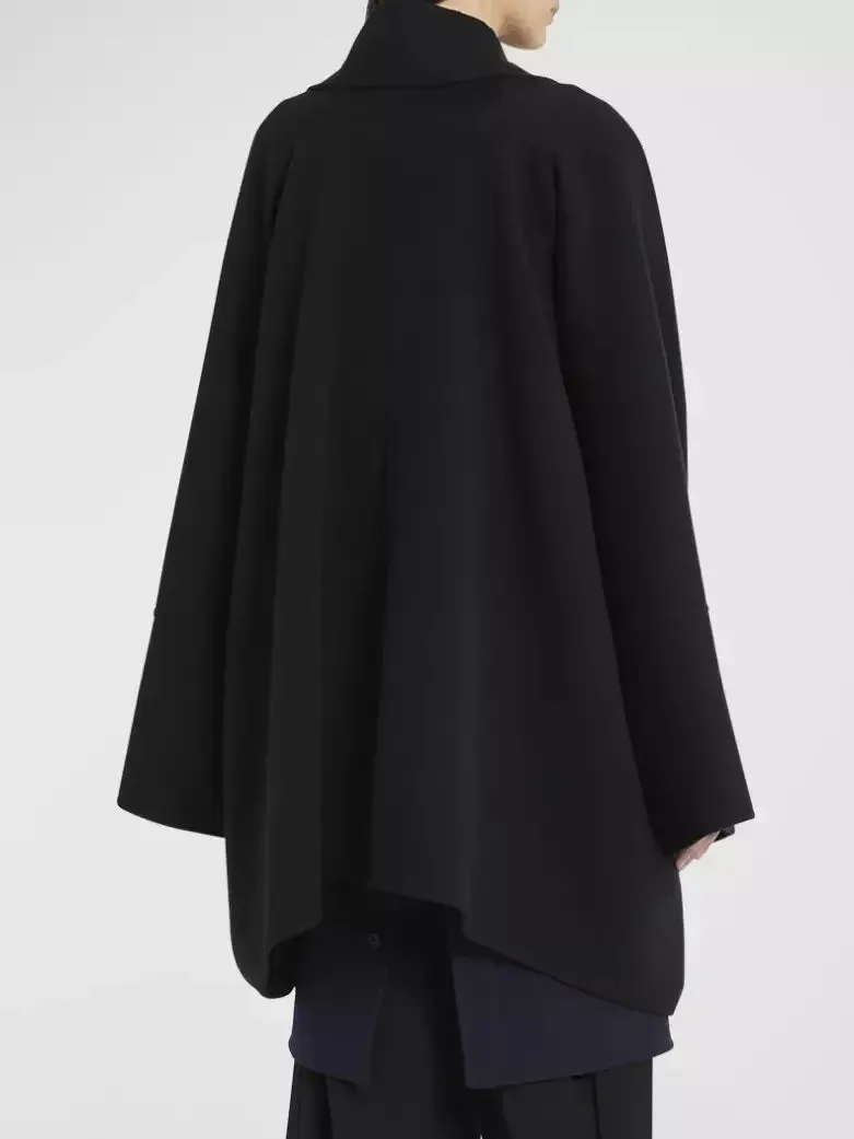 Black Wool Open Shawl Cardigan Jacket