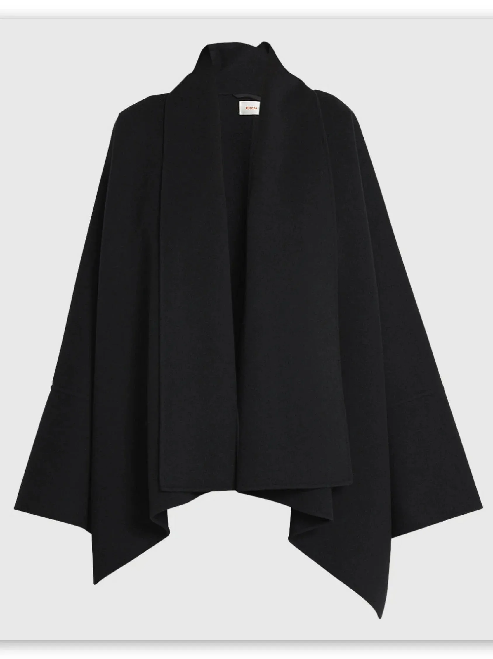 Black Wool Open Shawl Cardigan Jacket