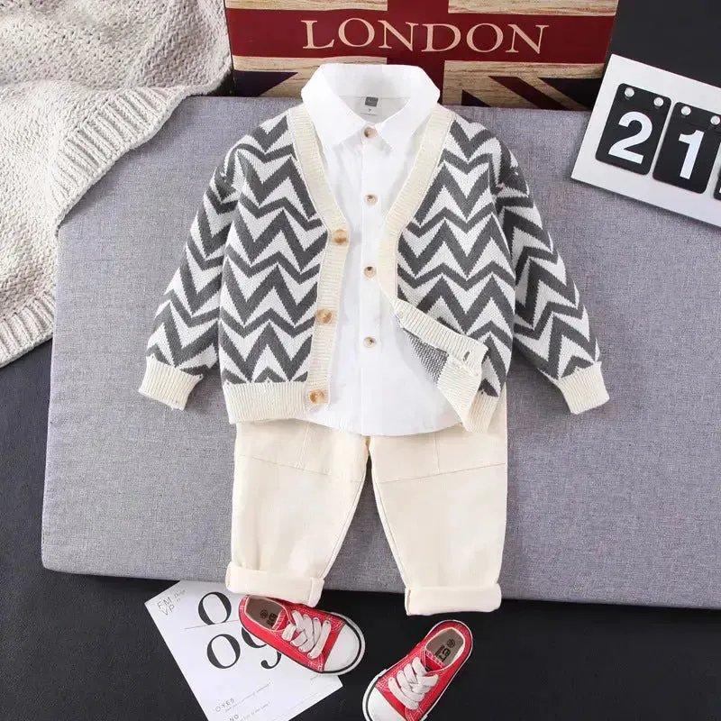 Boys And Girls Wave Cardigan & Trousers