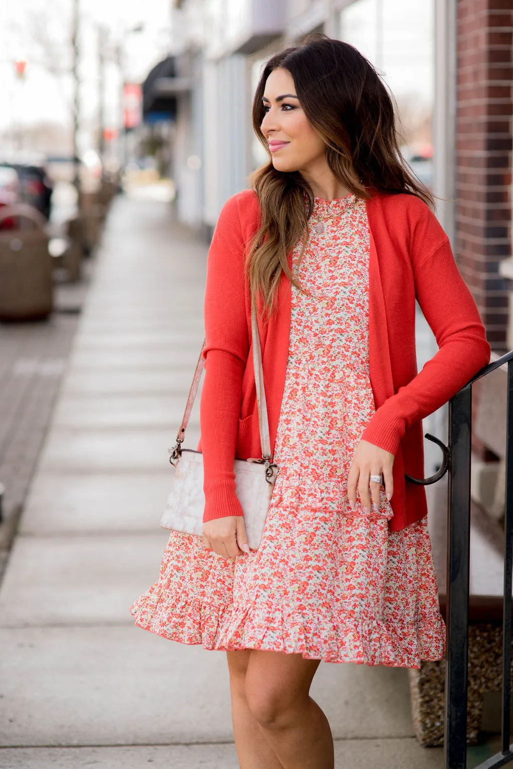 Bright Blooms Ruffle Accents Dress