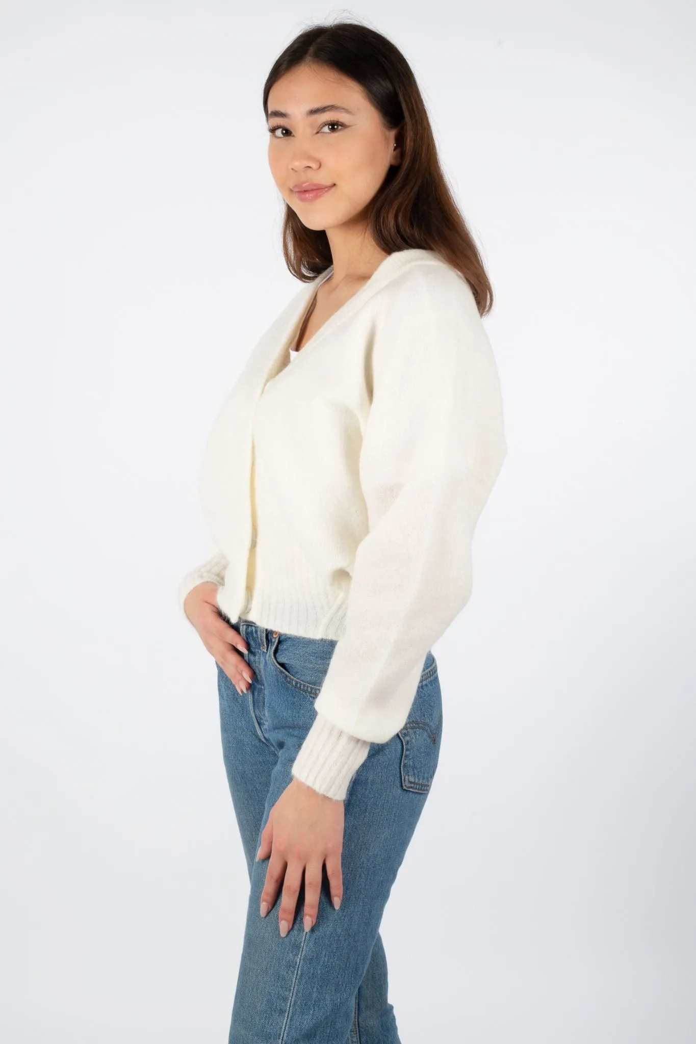 Brook Knit Boxy Cardigan - Off White