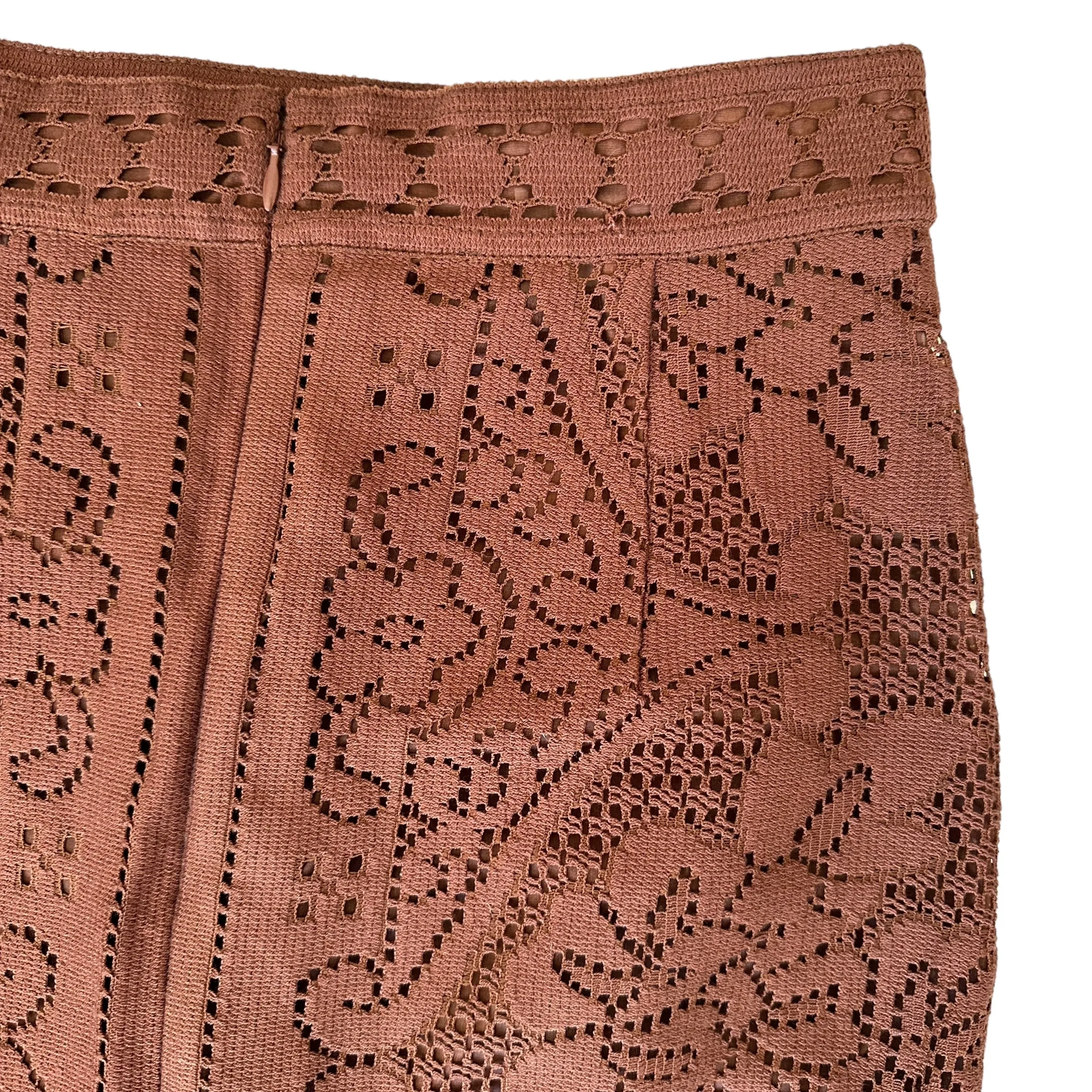 Brown Lace Skirt Set - M