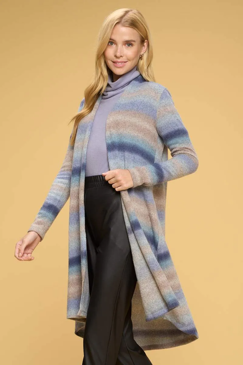 Brushed Ombre Open Front Cardigan