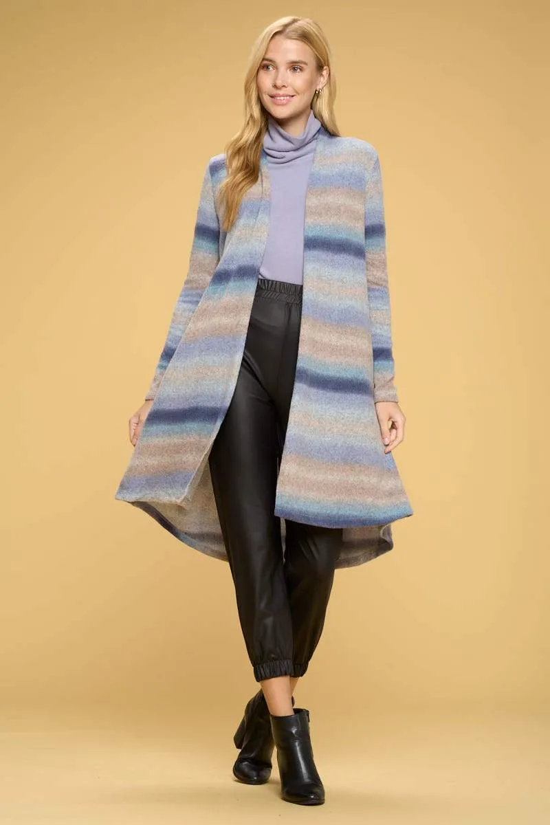 Brushed Ombre Open Front Cardigan