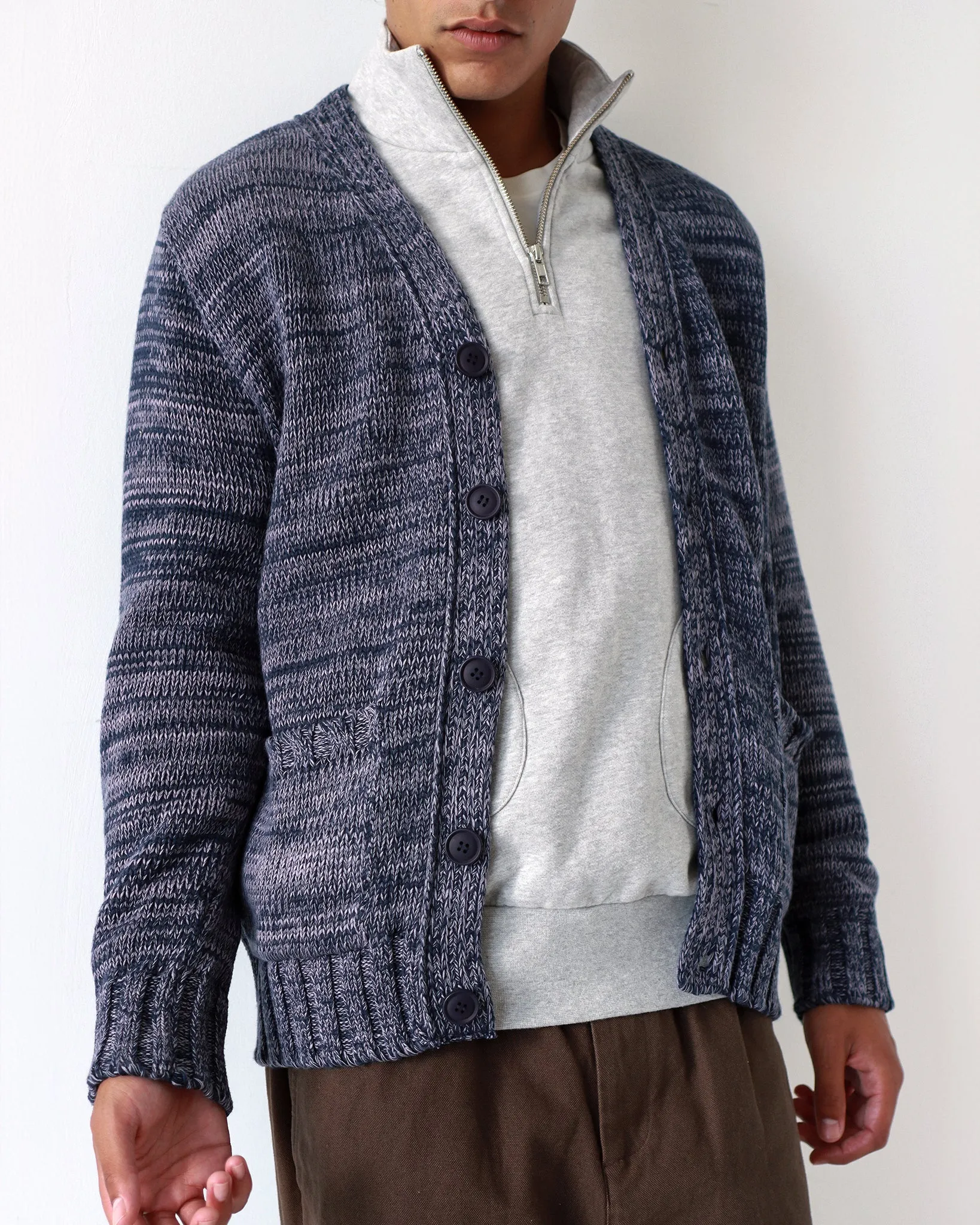 Buckley Cardigan - Navy / Silver Blue Twisted Yarn